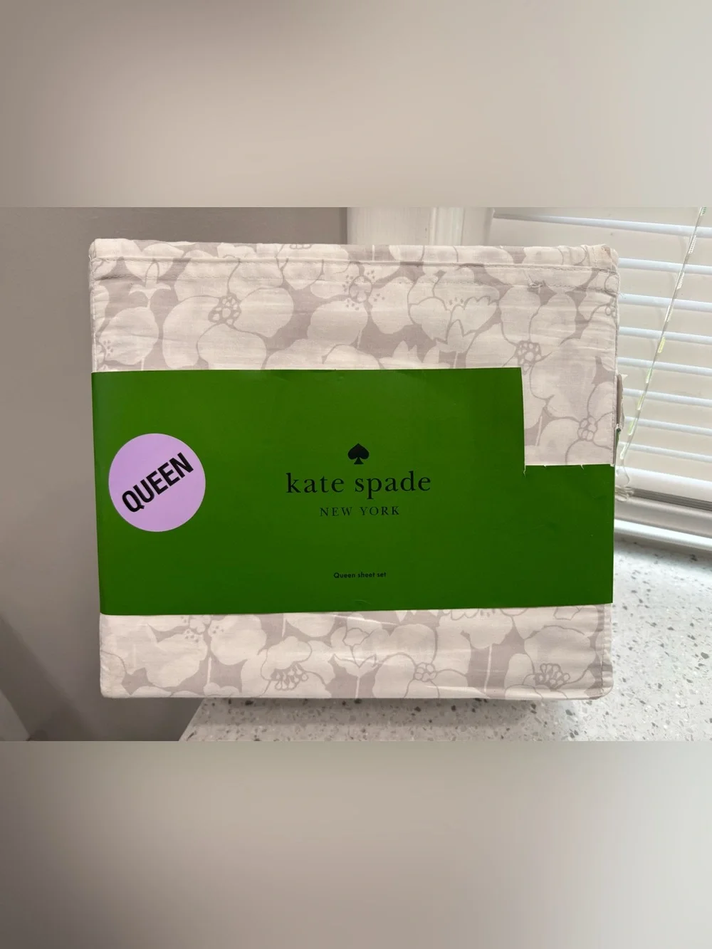 NEW kate spade Floral Queen Sheet Set - Light Gray
